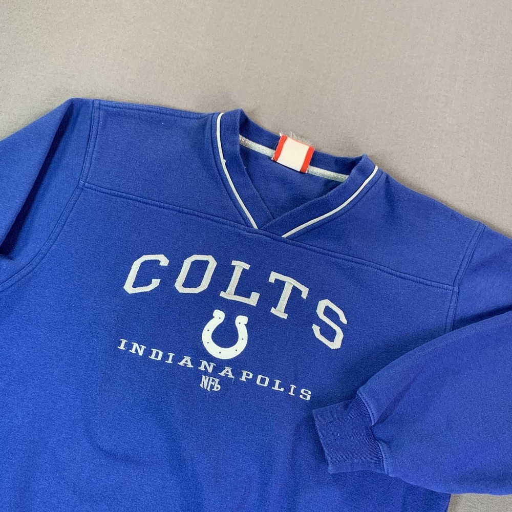 VTG Indianapolis Colts Sweatshirt Mens Large Blue NFL Football V Neck Pullover